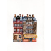 Original Aquarell Bleistift Zeichnung, Haus Dekor von RasaBear