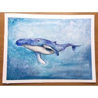 Original Wal Malerei, Aquarell Zeichnung, Wohnkultur von RasaBear