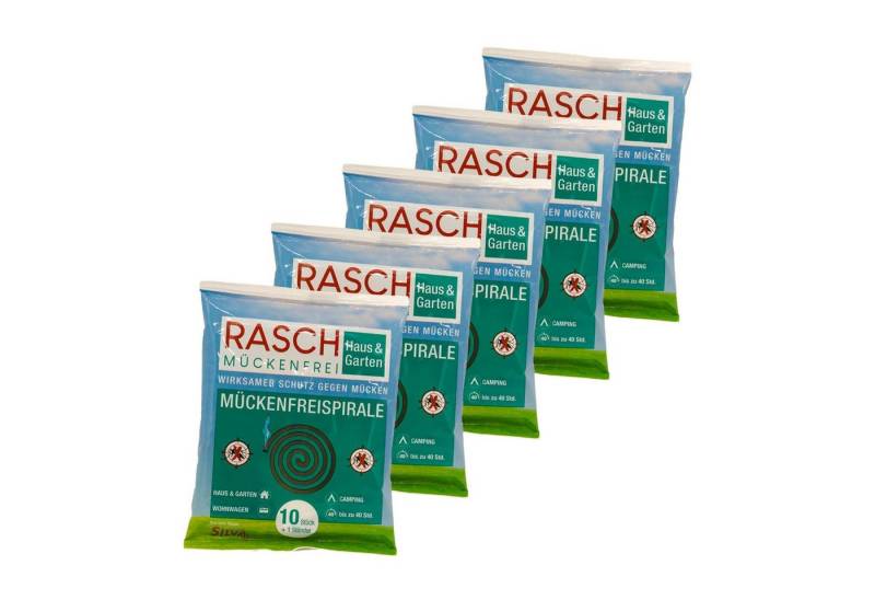 Rasch Haus & Garten Insektenspray Rasch Mückenfreispirale, Sparset (5x10 Stück), 50-St., ohne Insektizide, umweltfreundlich, zum vertreiben von Mücken, Gelsen, Moskitos und Insekten von Rasch Haus & Garten