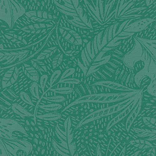 Rasch Tapeten 553062 - Einfarbige Vliestapete aus der Kollektion Salisbury mit Blättern in Türkis mit leichter Struktur – 10,05m x 53cm (L x B) von Rasch