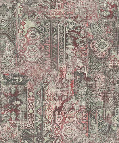 Rasch Tapeten Vliestapete (Vintage) Grün rosa 10,05 m x 0,53 m BARBARA Home Collection II 536522 von Rasch