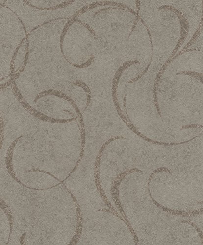 rasch Tapete 467659 aus der Kollektion Vincenza – Vliestapete in Braun mit glänzendem Muster – 10,05m x 53cm (L x B) von Rasch