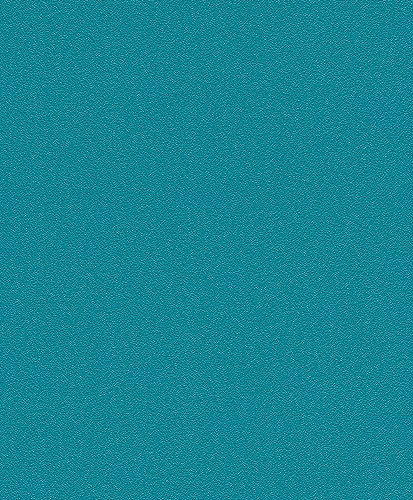 Rasch Tapete 469103 - Einfarbige Tapete mit feiner Stuktur in Türkis, Strukurtapete, Unitapete - 10,05m x 0,53m (LxB) von Rasch