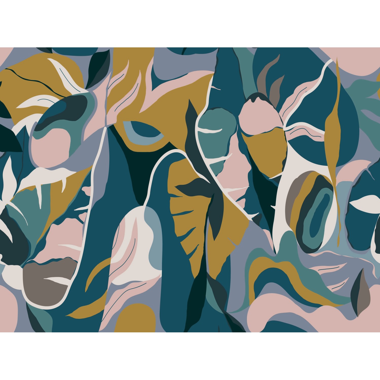 Rasch Digitaltapete Tropical House 688177 Modern Graphik Petrol 3 m x 4 m von Rasch