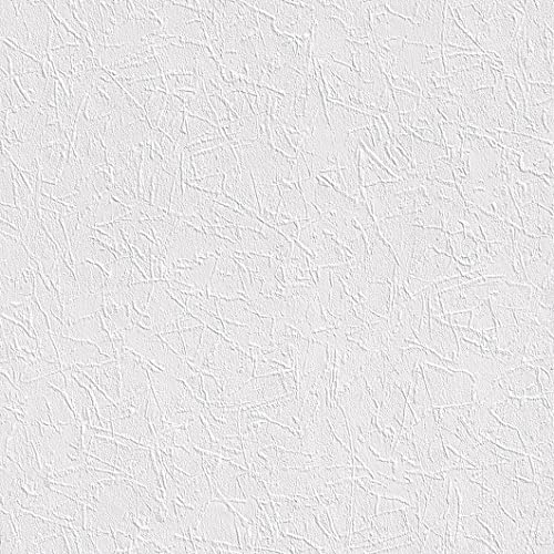 Rasch Tapete 126933 - Weiße Tapete aus Papier mit Struktur und Putz-Optik - 10,05m x 0,53m (LxB) von Rasch