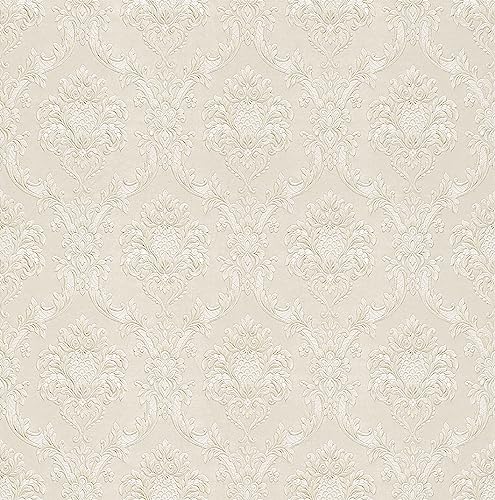 Rasch Tapete 147919 - Helle Papiertapete mit Barock-Muster und Ornamenten - Metallic glänzend von Rasch