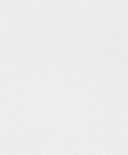 Rasch Tapete 161304 Weiße Vliestapete mit Putz-Struktur zum Überstreichen, Putz-Optik, Rauputz, Überstreichbar - 10,05m x 0,53m (LxB) von Rasch