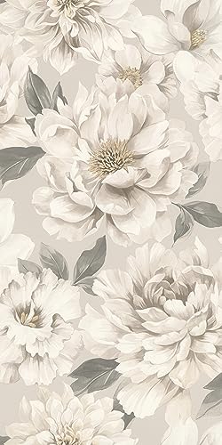 Rasch Tapete 201352 - Helle Tapete mit Blumen in hellem Grau und zartem Beige, Blumentapete - 10,05m x 0,53m (LxB) von Rasch