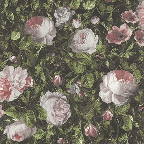 Rasch Tapete 278316 - Florale Tapete mit Rosen in hellem Rosa - 10,05m x 0,53m (LxB) von Rasch