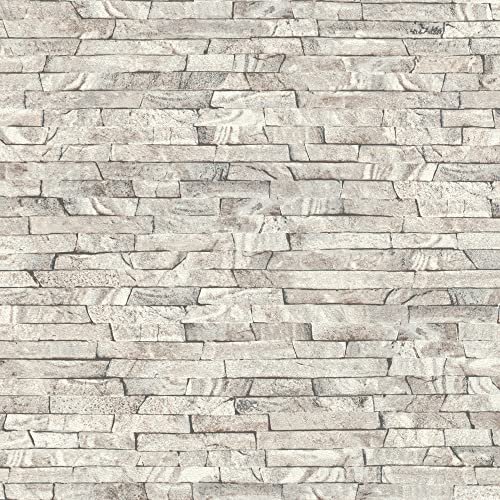 Rasch Tapete 278903 - Graue Tapete mit Steinoptik, Naturstein Steinwand - 10,05m x 0,53m (LxB) von Rasch