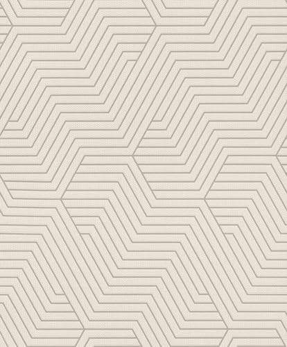 Rasch Tapete 312515 - Helle Vliestapete in Cremeweiß mit geometrischem Muster aus feinen Linien aus der Kollektion Deco Style von Rasch