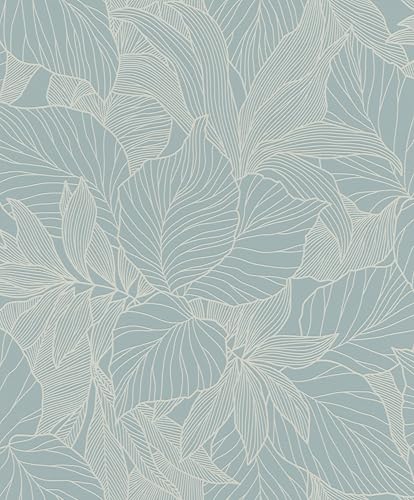 Rasch Tapete 314915 - Helle Vliestapete in Blau mit Blattstruktur mit 3D-Effekt in Silber - Kollektion: Deco Style Rasch Tapete 314915 - Helle Vliestapete in Blau mit Blattstruktur mit 3D-Effekt in Silber - Kollektion: Deco Style von Rasch