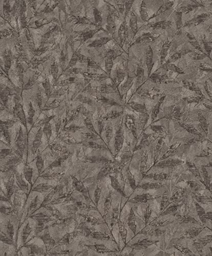Rasch Tapete 315059 - Vliestapete in Anthrazit mit Blatt-Optik, Blättermotiv, Blattmuster aus der Kollektion Factory V von Rasch