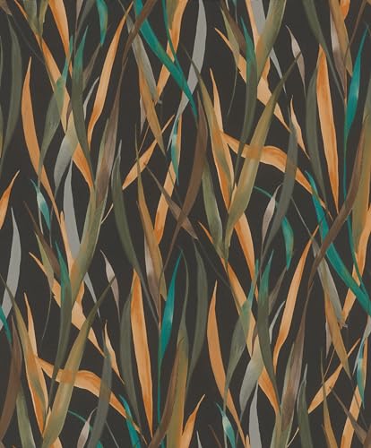 Rasch Tapete 330250 - Vliestapete mit Pflanzen und Gräsern in Braun, Grün, Orange aus der Kollektion Paraiso - 10,05m x 0,53 m (LxB) von Rasch