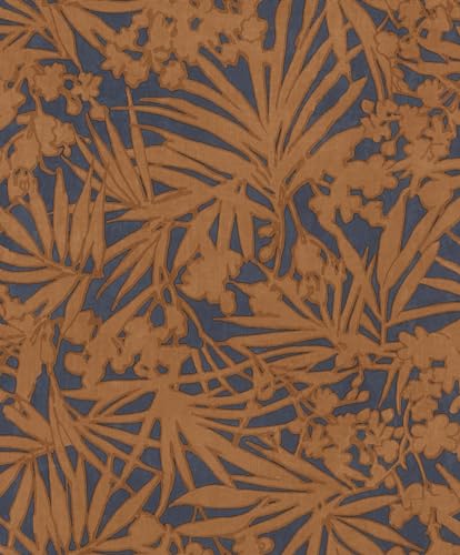 Rasch Tapete 330335 - Vliestapete mit tropischen Pflanzen in Braun, Blau aus der Kollektion Paraiso - 10,05m x 0,53 m (LxB) von Rasch