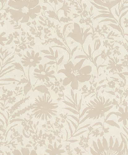 Rasch Tapete 330403 - Vliestapete mit Blumen in Beige aus der Kollektion Paraiso - 10,05m x 0,53 m (LxB) von Rasch