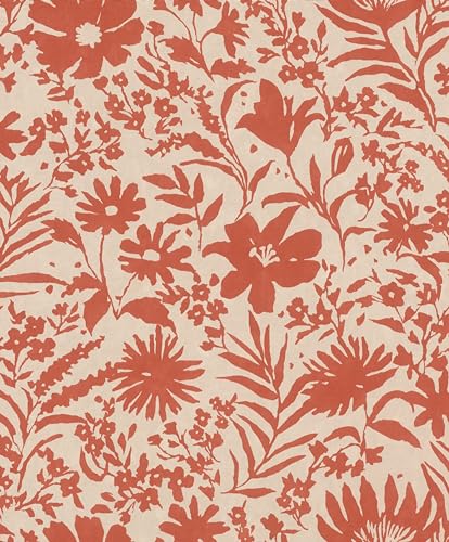 Rasch Tapete 330427 - Vliestapete mit Blumen in Orange, Beige aus der Kollektion Paraiso - 10,05m x 0,53 m (LxB) von Rasch