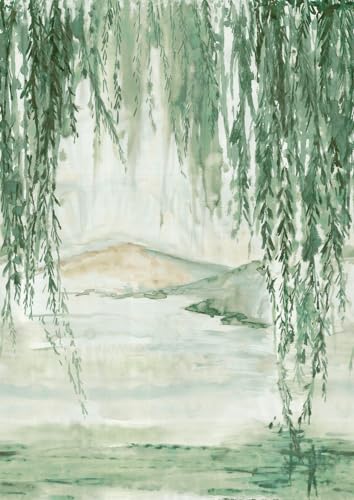 Rasch Tapete 360806 - Fototapete auf Vlies mit kunstvoller Landschaft in Grün und Weiß aus der Kollektion Magicwalls - 3,00 m x 2,12 m (LxB) von Rasch