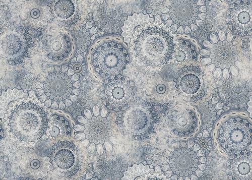 Rasch Tapete 363029 - Fototapete auf Vlies mit floralen Kreisen in Hellblau, Blaugrau und Weiß aus der Kollektion Magicwalls - 2,65 m x 3,71 m (LxB) von Rasch