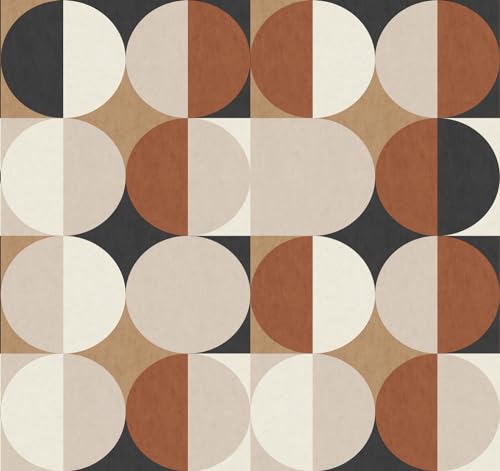 Rasch Tapete 363968 - Fototapete auf Vlies mit Kreismuster in Beige, Schwarz, Rot und Creme aus der Kollektion Magicwalls - 3,00 m x 3,18 m (LxB) von Rasch
