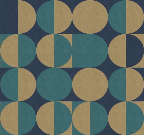Rasch Tapete 364026 - Fototapete auf Vlies mit Kreismuster in Blau und Türkis aus der Kollektion Magicwalls - 3,00 m x 3,18 m (LxB) von Rasch