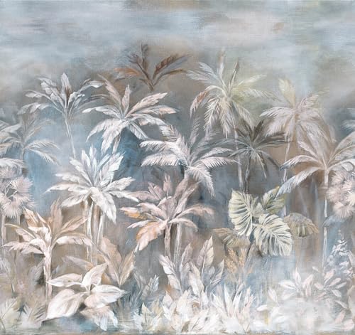 Rasch Tapete 364415 - Fototapete auf Vlies mit Palmen in Aquarelloptik in Blau, Hellbraun und Creme aus der Kollektion Magicwalls - 3,00 m x 3,18 m (LxB) von Rasch