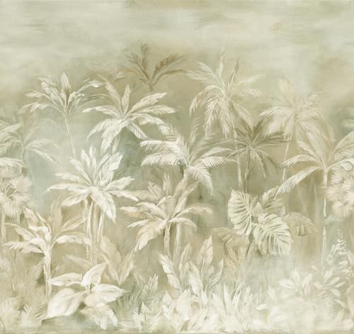 Rasch Tapete 364491 - Fototapete auf Vlies mit Palmen in Aquarelloptik in Grün, Creme und Beige aus der Kollektion Magicwalls - 3,00 m x 3,18 m (LxB) von Rasch