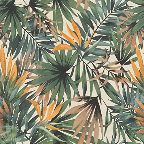 Rasch Tapete 465211 - Vliestapete mit Dschungel-Motiv und Palmen in Grün und Gelb aus der freundin Home Collecion - 10,05m x 0,53m (LxB) von Rasch