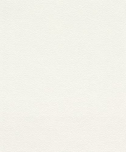 Rasch Tapete 475517 – Einfarbige Vliestapete in Weiß mit Kratzstruktur in Netzoptik – 10,05m x 53cm (L x B) von Rasch