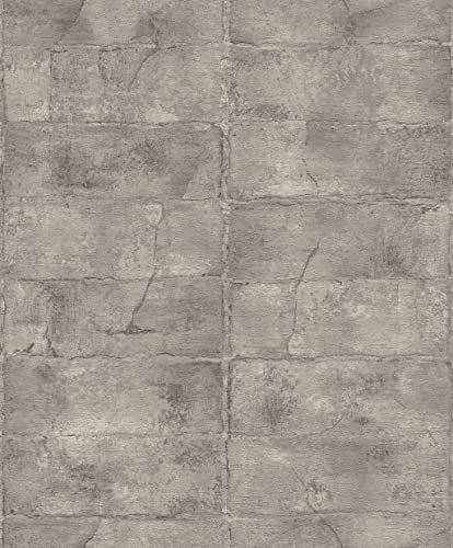 Rasch Tapeten Vliestapete (Industrial) Grau braune 10,05 m x 0,53 m Concrete 520156 von Rasch