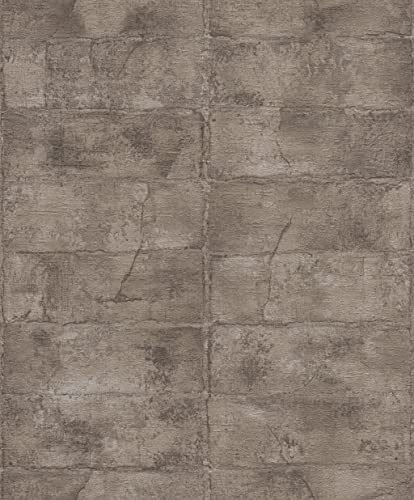 Rasch Tapeten Vliestapete (Industrial) Braun schwarze 10,05 m x 0,53 m Concrete 520163 von Rasch