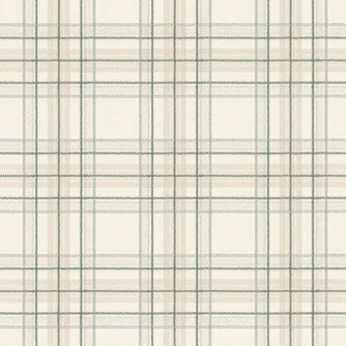 Rasch Tapete 537437 - Karierte Vliestapete in Beige, Cremeweiß und Grün aus der Kollektion Curiosity - 10,05m x 0,53m (LxB) von Rasch