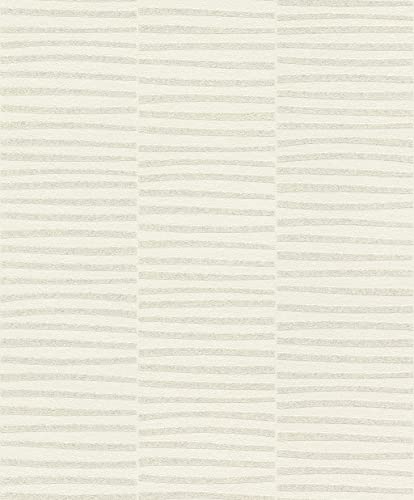Rasch Tapete 542011 - Helle Vliestapete mit Streifen und Glitzer in Cremeweiß und Silber von Rasch