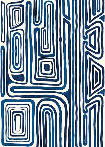 Rasch Tapete 557978 - Fototapete auf Vlies mit Muster im Afrika-Style in Blau und Weiß aus der Kollektion Onszelf - 2,80 m x 2,00 m (LxB) von Rasch
