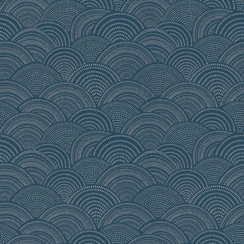 Rasch Tapete 581409 - Blaue Vliestapete mit grafischem Motiv mit Punkten, Strichen und Bögen - 10,05m x 0,53m von Rasch