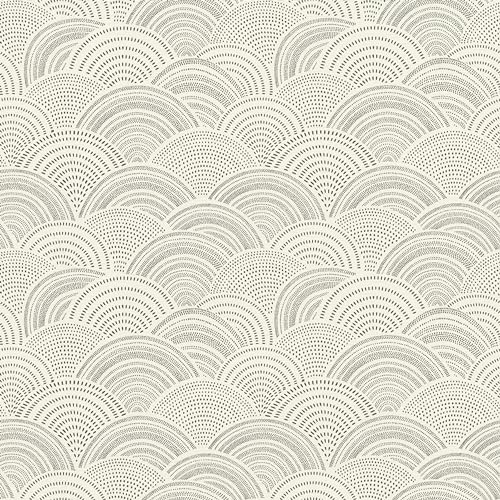 Rasch Tapete 581416 - Weiße Vliestapete mit grafischem Motiv mit schwarzen Punkten, Strichen und Bögen - 10,05m x 0,53m von Rasch