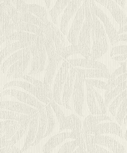 Rasch Tapete 653144 - Creme-weiße Vliestapete mit Palmenblättern, Blätter, Pflanzen-Muster von Rasch