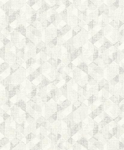Rasch Tapete 654219 - Helle Vliestapete mit geometrischem Muster in Hellgrau- 3D Grafisch - Kollektion Welcome Home von Rasch