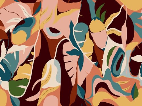 Rasch Tapete 688160 - Fototapete auf Vlies mit großen Blättern im abstrakten Stil - 3,00m x 4,00m (LxB) von Rasch