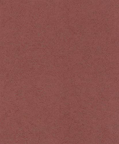 Rasch Tapete 699838 - Einfarbige Vliestapete mit leichter Putz-Optik, Beton-Optik in Rot von Rasch