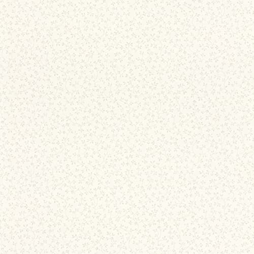 Rasch Tapete 710779 - Vliestapete mit kleinen Blumenranken in Silber auf Weiß aus der Kollektion Sophia - 10,05m x 0,53m (LxB) von Rasch