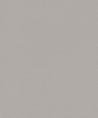 Rasch Tapete 732320 - Helle Vliestapete mit Leinenmuster in Mittelgrau aus der Kollektion Deco Style von Rasch