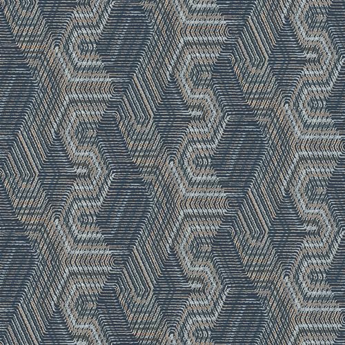 Rasch Tapete 751949 - Vliestapete mit geometrischem Textilmuster in Blau, Beige, Grau aus der Kollektion African Queen - 10,05m x 0,53m (LxB) von Rasch