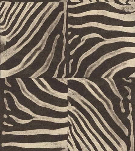 Rasch Tapete 811414 - Vliestapete mit Zebra Muster in Braun, Animal Print - 10,05m x 0,53m (LxB) von Rasch