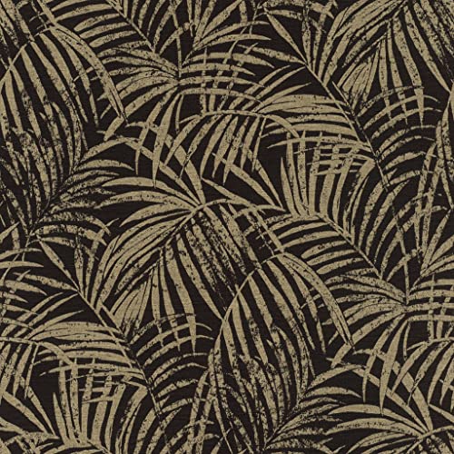 Rasch Tapete 832143 - Vliestapete mit Palmen und Palmenblättern, Dschungeltapete in Schwarz und Gold von Rasch