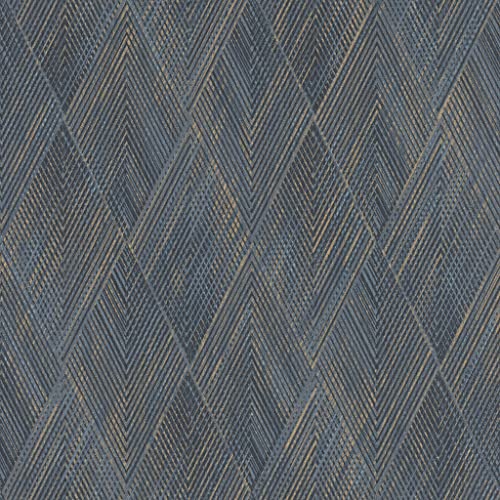 Rasch Tapete 844146 - Vliestapete in Blau und Gold mit geometrischem Muster aus Rauten aus der Kollektion Perfecto VI - 10,05m x 0,53m (LxB) von Rasch
