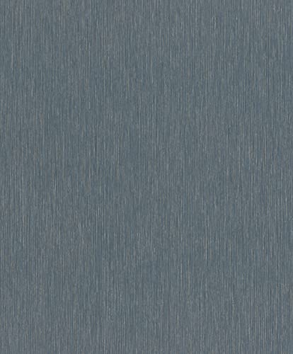 Rasch Tapete 844436 - Einfarbige Vliestapete in Blau mit textiler Struktur aus der Kollektion Perfecto VI - 10,05m x 0,53m (LxB) von Rasch
