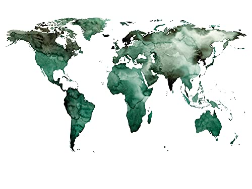 Rasch Tapeten 100556 - Fototapete mit grüner Weltkarte in Aquarell-Optik aus der Young Artists Kollektion - 2,80m x 3,72m (L x B) von Rasch