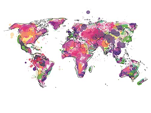 Rasch Tapete 100846 - Fototapete mit bunter Weltkarte auf weißem Hintergrund aus der Young Artists Kollektion - 2,80m x 3,72m (L x B) Bunt von Rasch