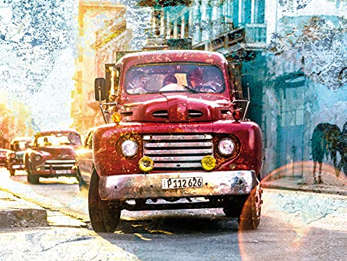 Rasch Tapeten 101041 - Fototapete mit rotem Oldtimer auf den Straßen von Kuba aus der Young Artists Kollektion - 2,80m x 3,72m (L x B) von Rasch